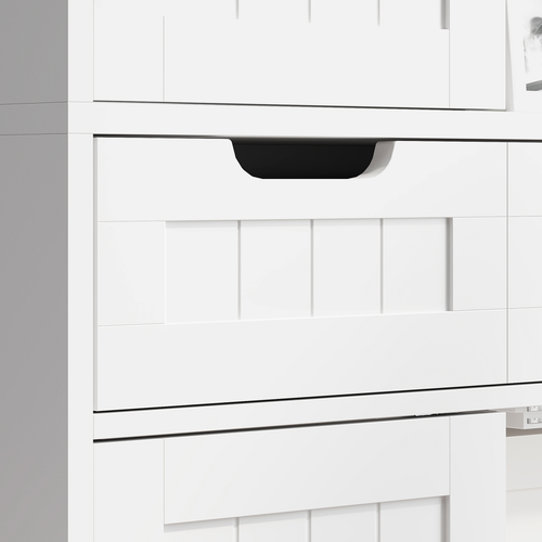 HOMCOM Bathroom Tall Cabinet with Drawer, Adjustable Shelf and Doors, White