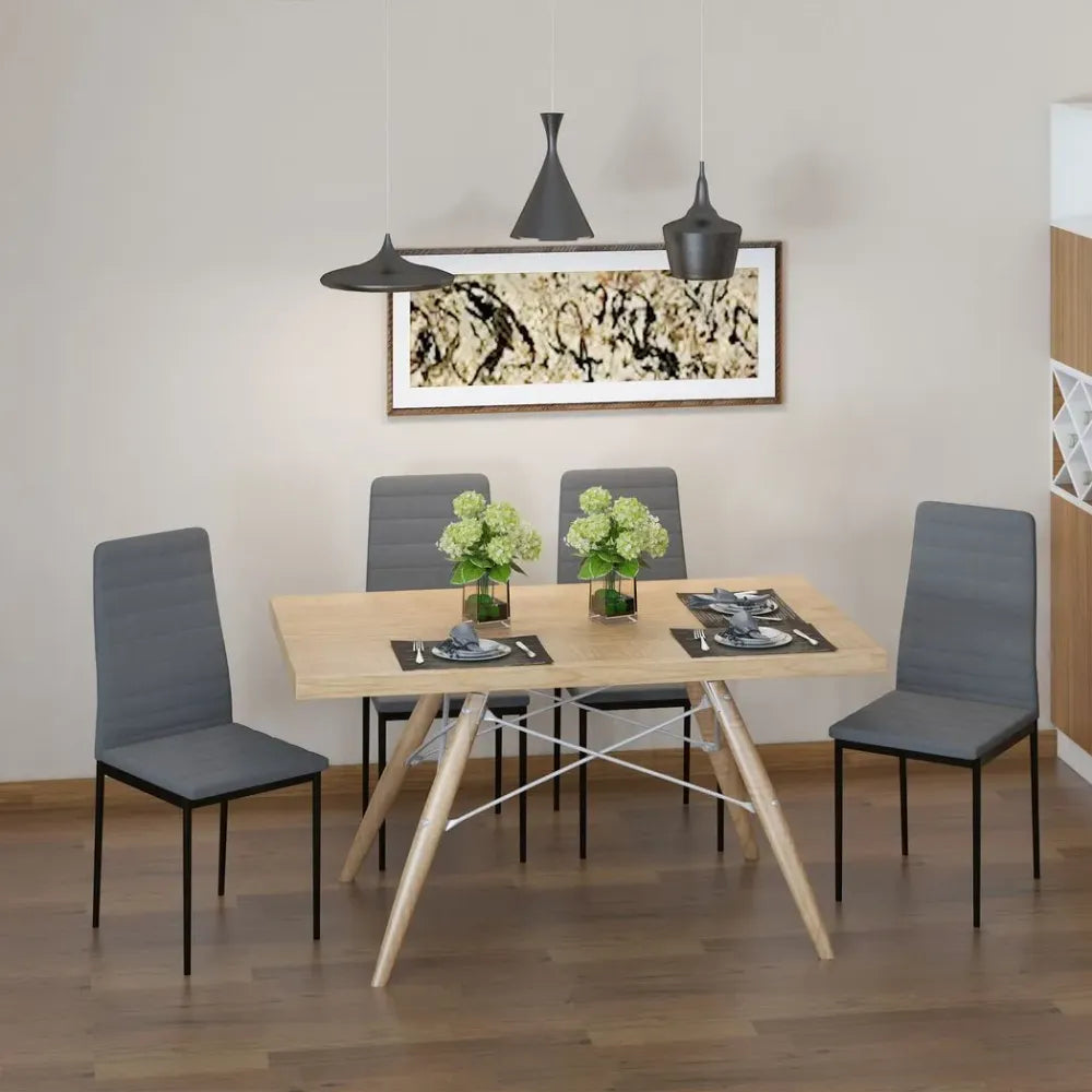 Premium Linen-Touch High Back Dining Chairs - Set of 4 | Upholstered | Steel Legs | Comfortable | Easy Assembly - 97H x 41W x 50Dcm