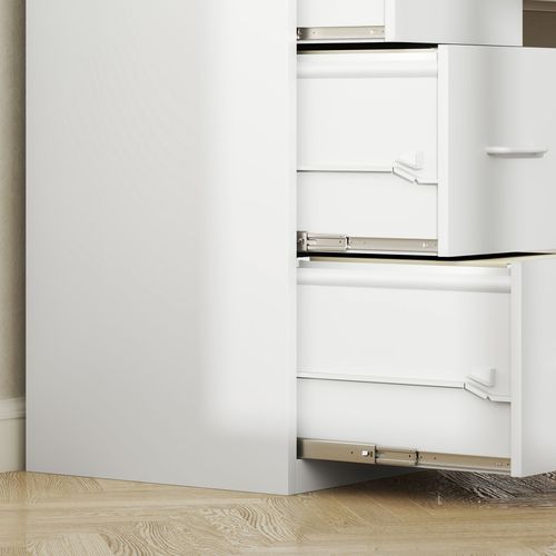 HOMCOM 4 Drawer Filing Cabinet Steel File Cabinet for A4 Letter Size White