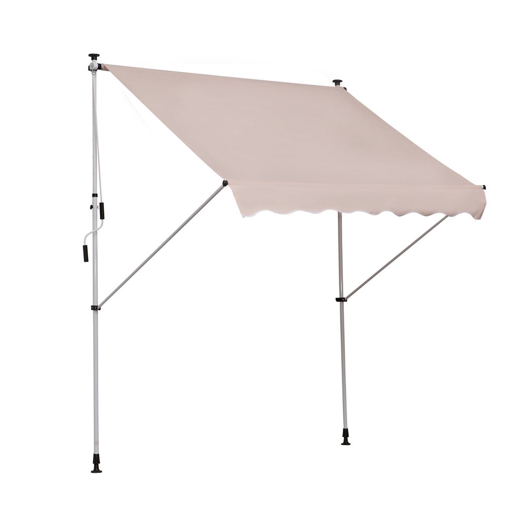 Outsunny 2x1.5m Adjustable Outdoor Aluminium Frame Awning Beige Beige 200cm x 150cm x 280cm