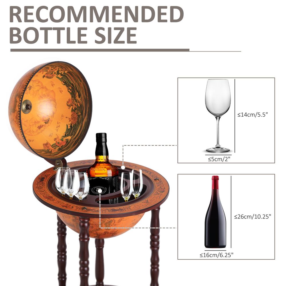 Globe Shaped Vintage Retro Style Drink Cabinet Mini Bar 36CM