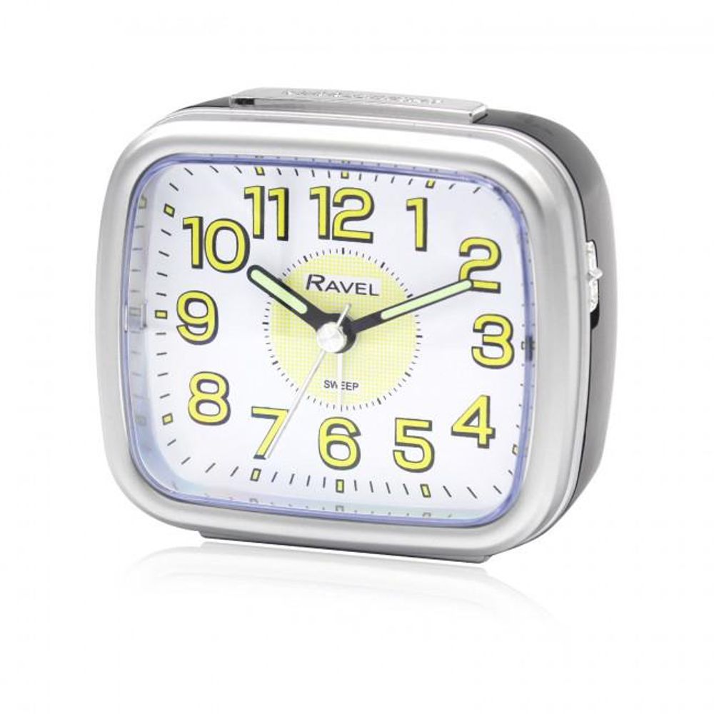 Ravel Mid sized Bedside Quartz Alarm Clock Black/Silver RC044.13