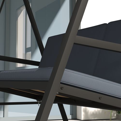 Outsunny 3 Seater Garden Swing Chair with Adjustable Canopy, Dark Grey