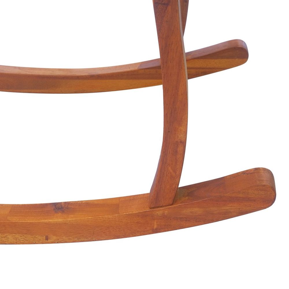 Premium Outsunny Rocking Chair - Acacia Hardwood Deck - Indoor Outdoor Cushion - Durable & Comfortable