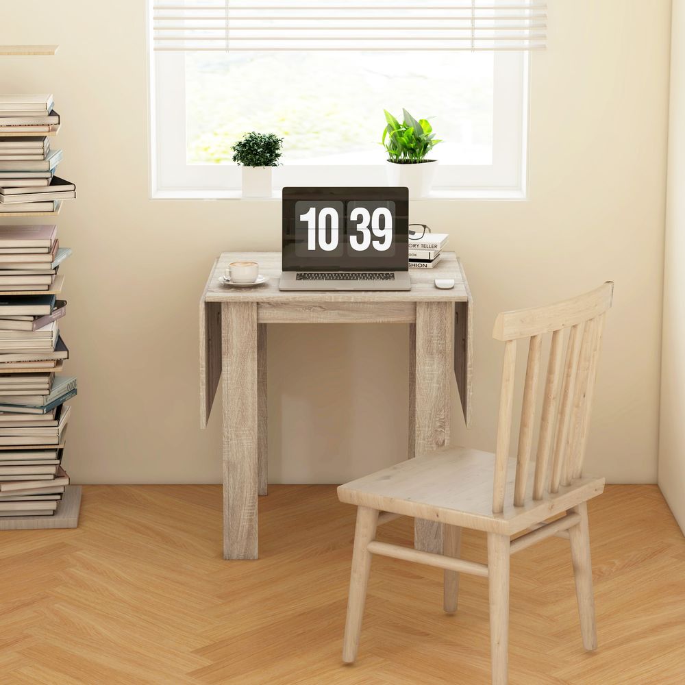 HOMCOM Folding Dining Table Extendable Kitchen Table - Drop Leaf Table for 2-4