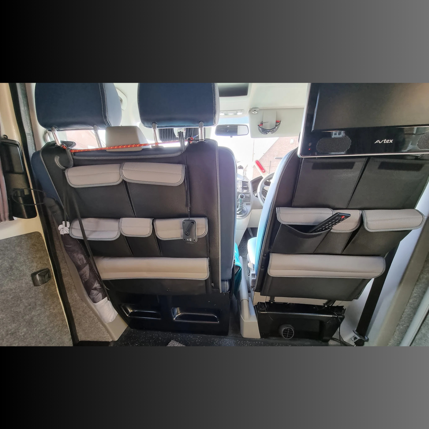 For VW T5 & T5.1 Transporter Campervan Back Seat Organiser – Leatherette Single & Double | Van-X