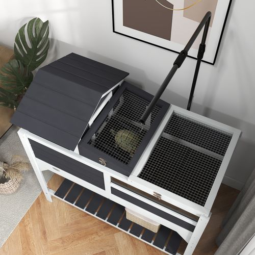 PawHut Tortoise House w/ Adjustable Lamp Holder, Openable Lid, Storage Shelf