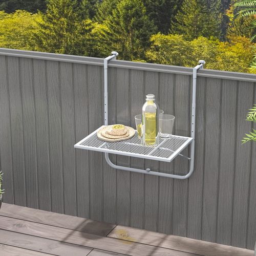 Outsunny Balcony Hanging Table Wall Mount Adjustable Folding Desk Patio Grey
