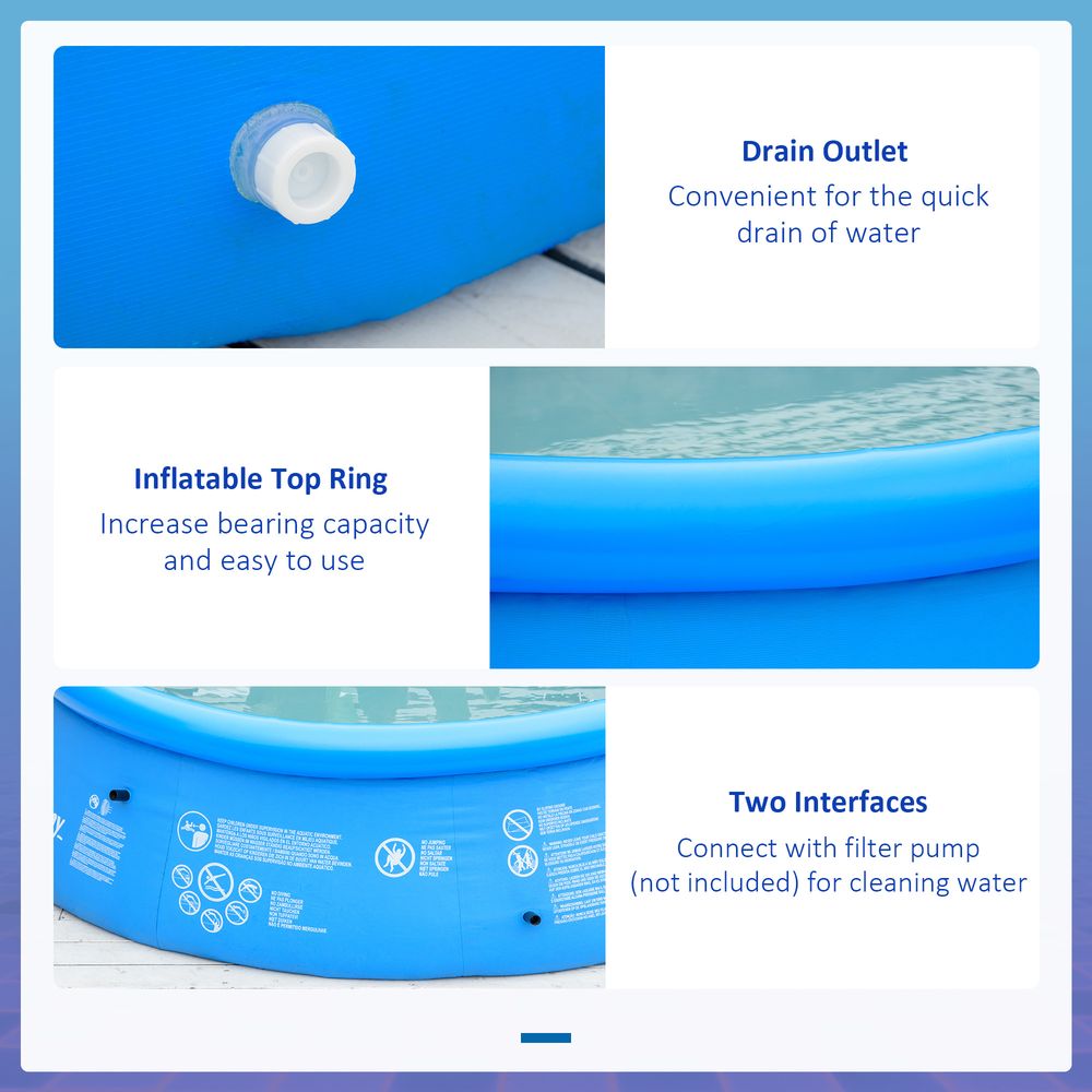 High-Quality 274cmx76cm Round Inflatable Pool - Perfect for Family Fun & Easy Set-Up - Blue - Free Hand Pump Included