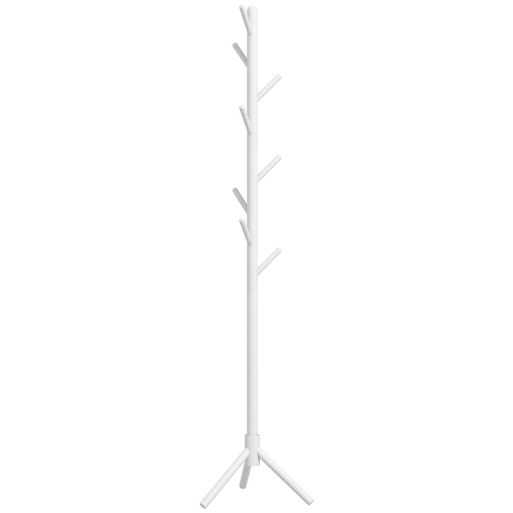 HOMCOM Coat Rack Bamboo Coat Stand with 8 Hooks for Handbags, Natural