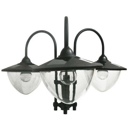 Outsunny 3-head LED Solar Light Lamp Street Light Post with Planter Base, Black