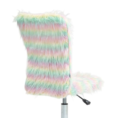 HOMCOM Fluffy Makeup Vanity Chair with No Arm, Swivel Wheels, Unicorn Tone