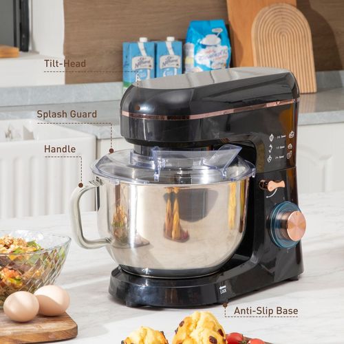 HOMCOM Electric Stand Mixer, 5L Food Mixer with Dough Hook, Whisk, Black