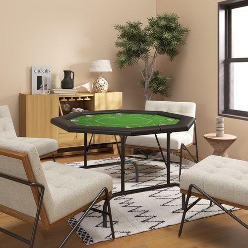 SPORTNOW 8 Player Foldable Poker Table with Cup Holders, Green