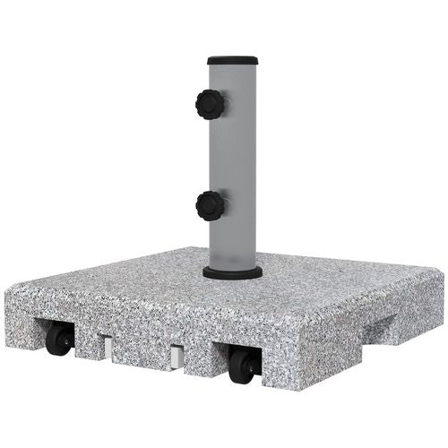 Outsunny 28kg Heavy Duty Granite Parasol Base with Wheels, Retractable Handle