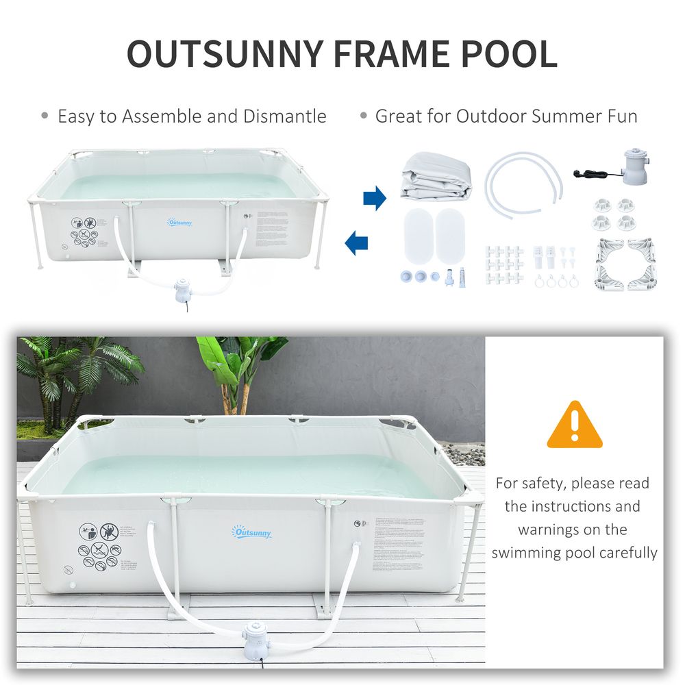 Steel Frame Pool & Filter Pump & Cartridge Rust Resistant 292 x 190 x 75cm Grey