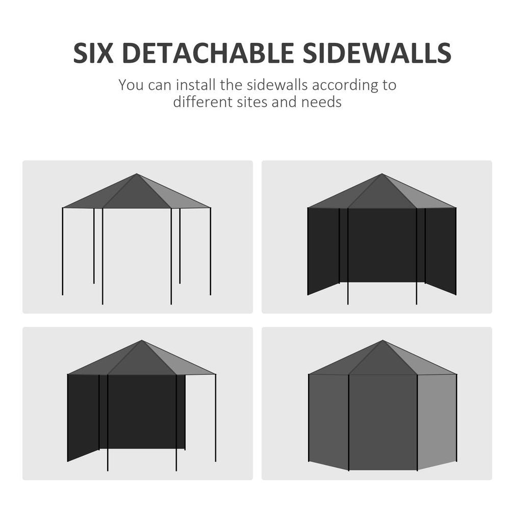 Premium Outdoor Gazebo Canopy - 3.9m Hexagon Party Tent, 6 Removable Side Walls