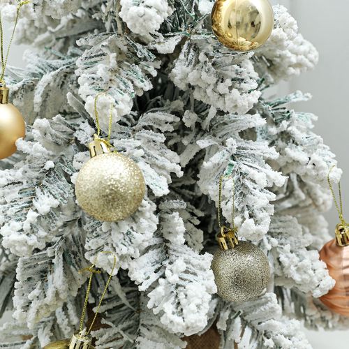 HOMCOM 2 Piece Mini Artificial Christmas Trees Flocked Tabletop Xmas Trees