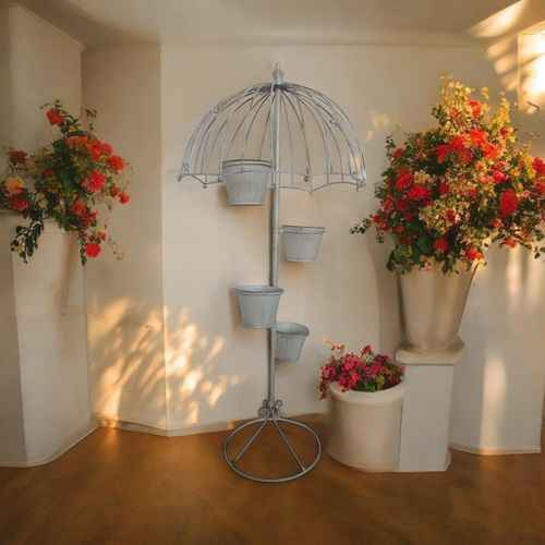 130CM CREAM METAL GARDEN PLANTER