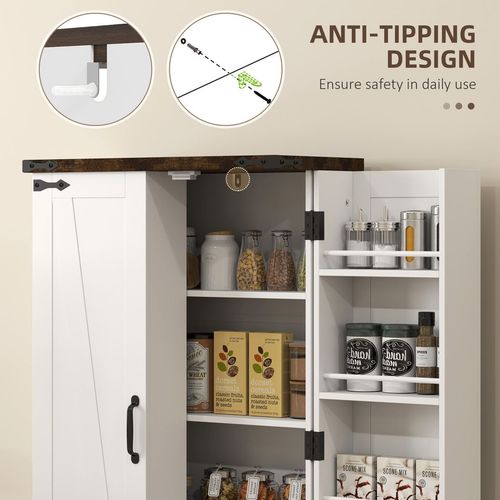 HOMCOM Kitchen Cupboard Pantry Cabinet with Adjustable Shelves White