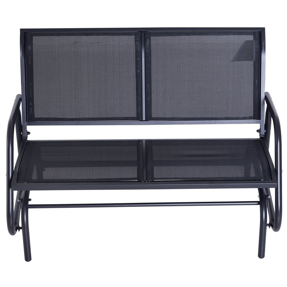 Outsunny 2-Person Outdoor Glider Bench Patio 2 Seater Swing Gliding Chair Loveseat w/Power Coated Steel Frame for Backyard Garden Porch, Black