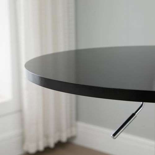 Round Height Adjustable Bar Table Counter Pub Desk Metal Base Black