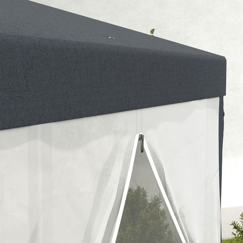 Outsunny Hexagonal Gazebo Patio, Outdoor Canopy Patio Party Tent Dark Grey