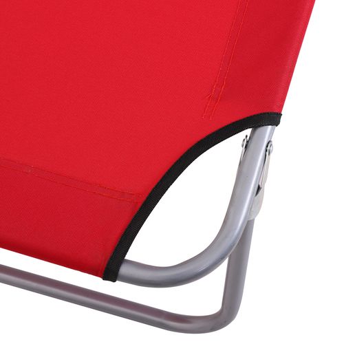 Outsunny Folding Chair Sun Lounger w/ Sunshade Garden Recliner Hammock Red