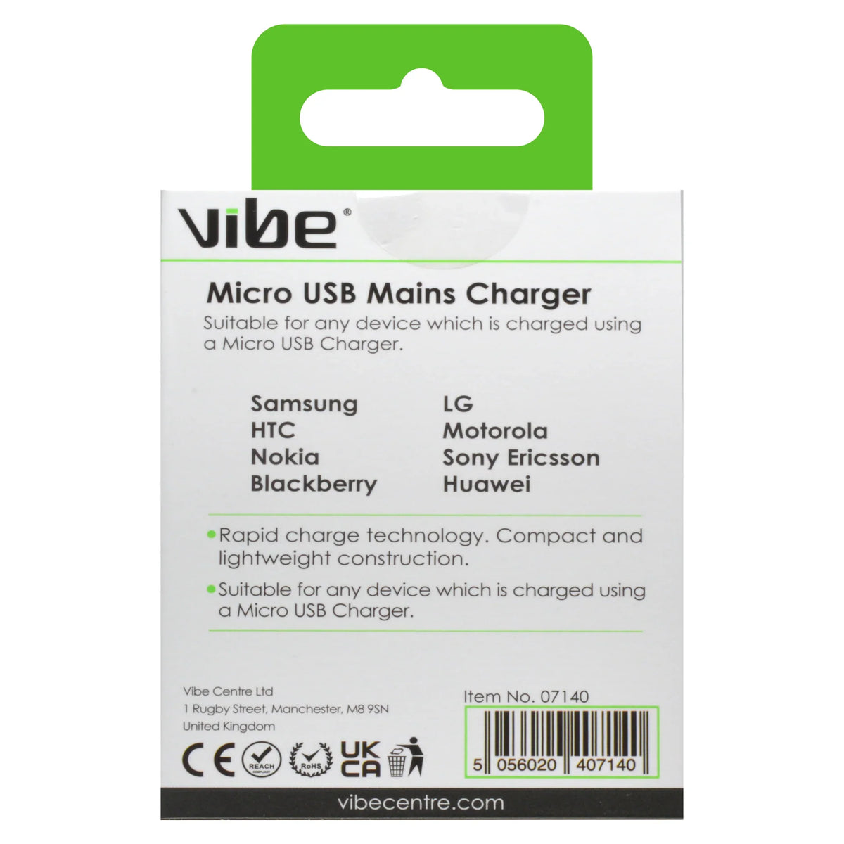 Vibe Micro USB Mains Charger