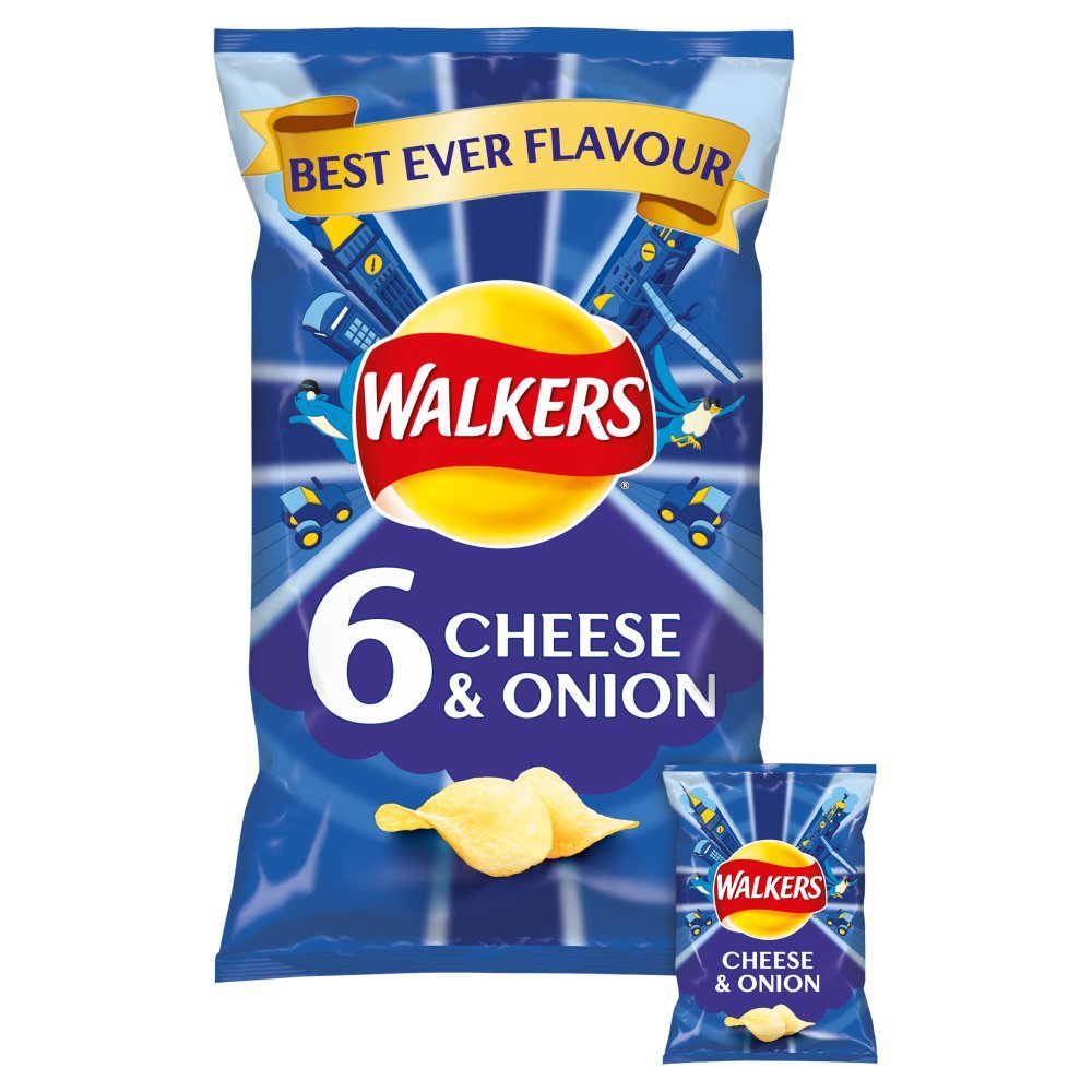 Walkers Cheese & Onion Crisps (6x25g)