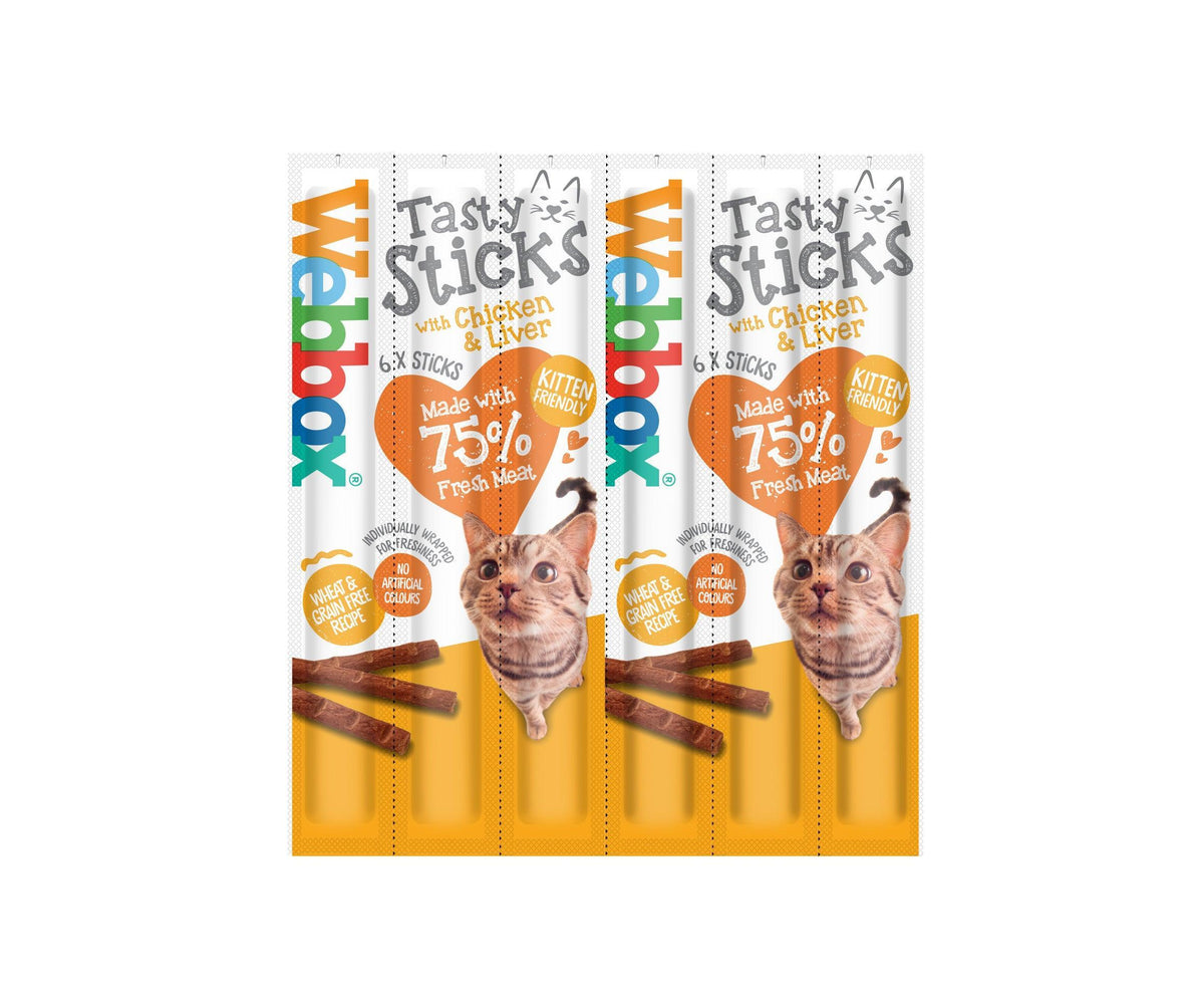 Webbox Tasty Sticks Cat Chicken and Liver 6 - Case of 12