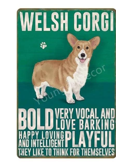Welsh Corgi Dog Tin Sign