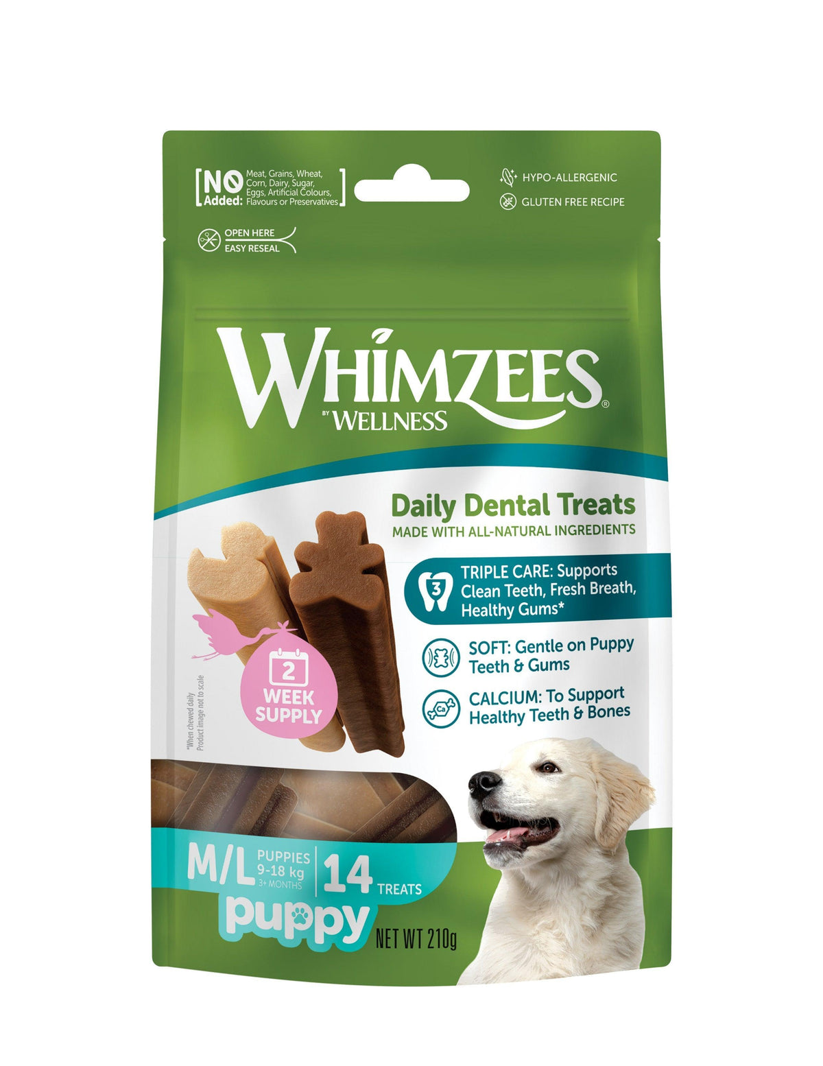 Whimzees Puppy Daily Dental Treats Medium/Large 14 Bag - Case of 6