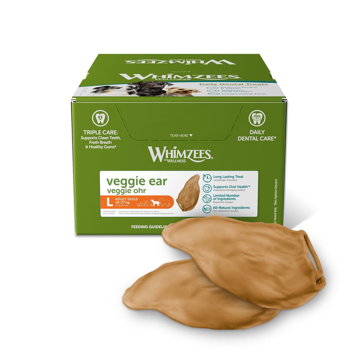 Whimzees Veggie Ears Large - Case of 18