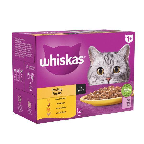Whiskas Adult 1+ Poultry Feasts in Gravy Pouches 12 x 85g - Case of 4