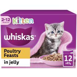 Whiskas Kitten 2-12 month Poultry Feasts in Jelly 12 x 85g - Case of 4