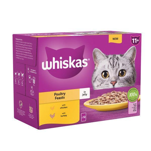 Whiskas Senior 11+ Poultry Feasts in Jelly Pouches 12 x 85g - Case of 4