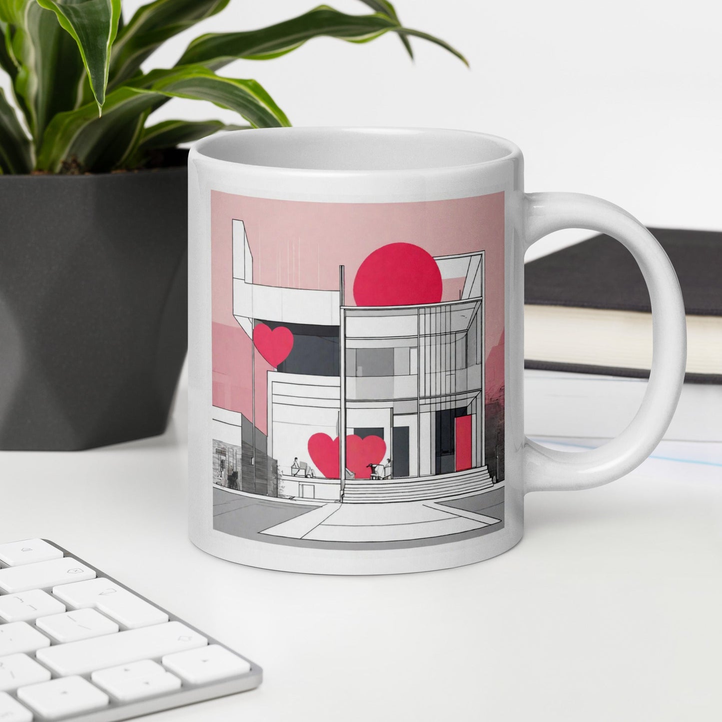 Architectural White Mug — Unique AI Designed Gift