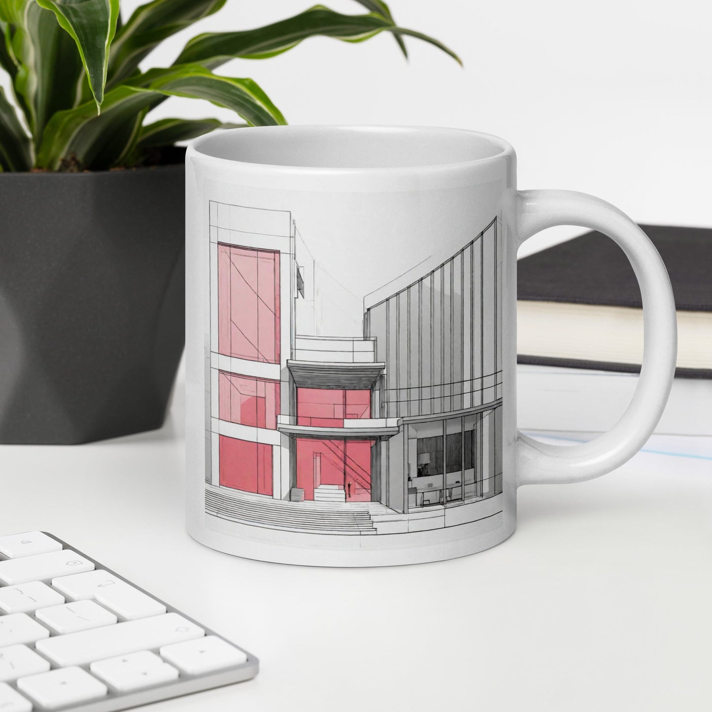 Architectural White Mug — Unique AI Designed Gift