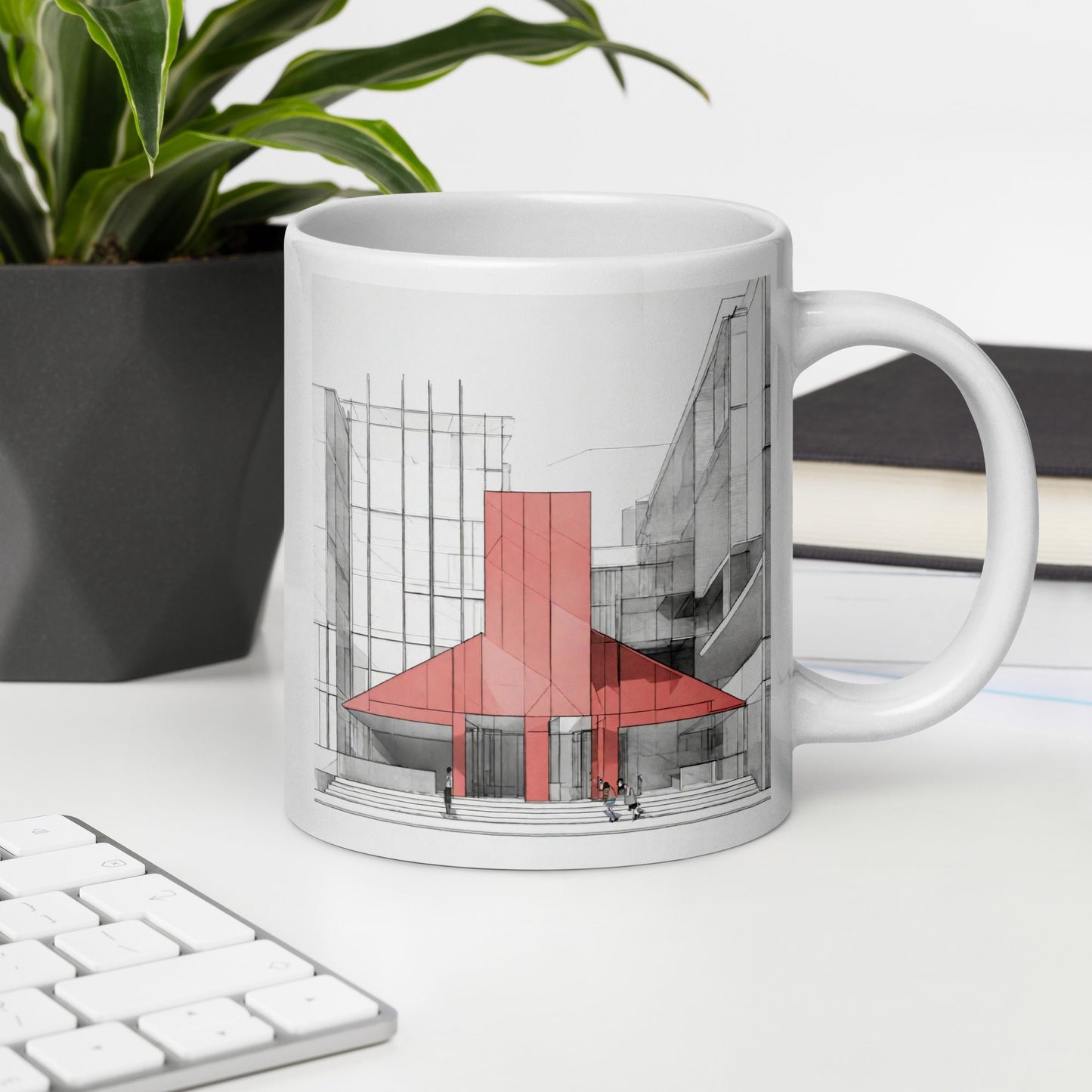 Architectural White Mug — Unique AI Designed Gift