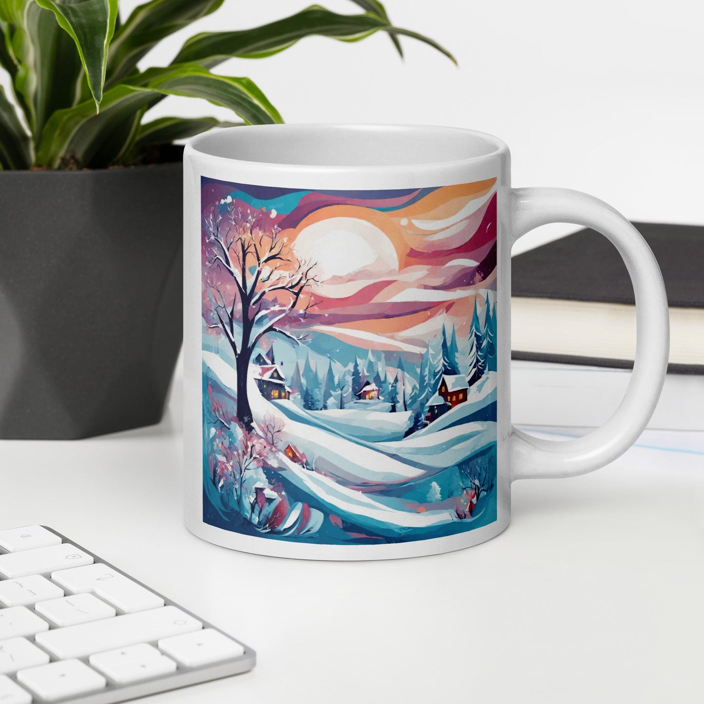 White glossy mug