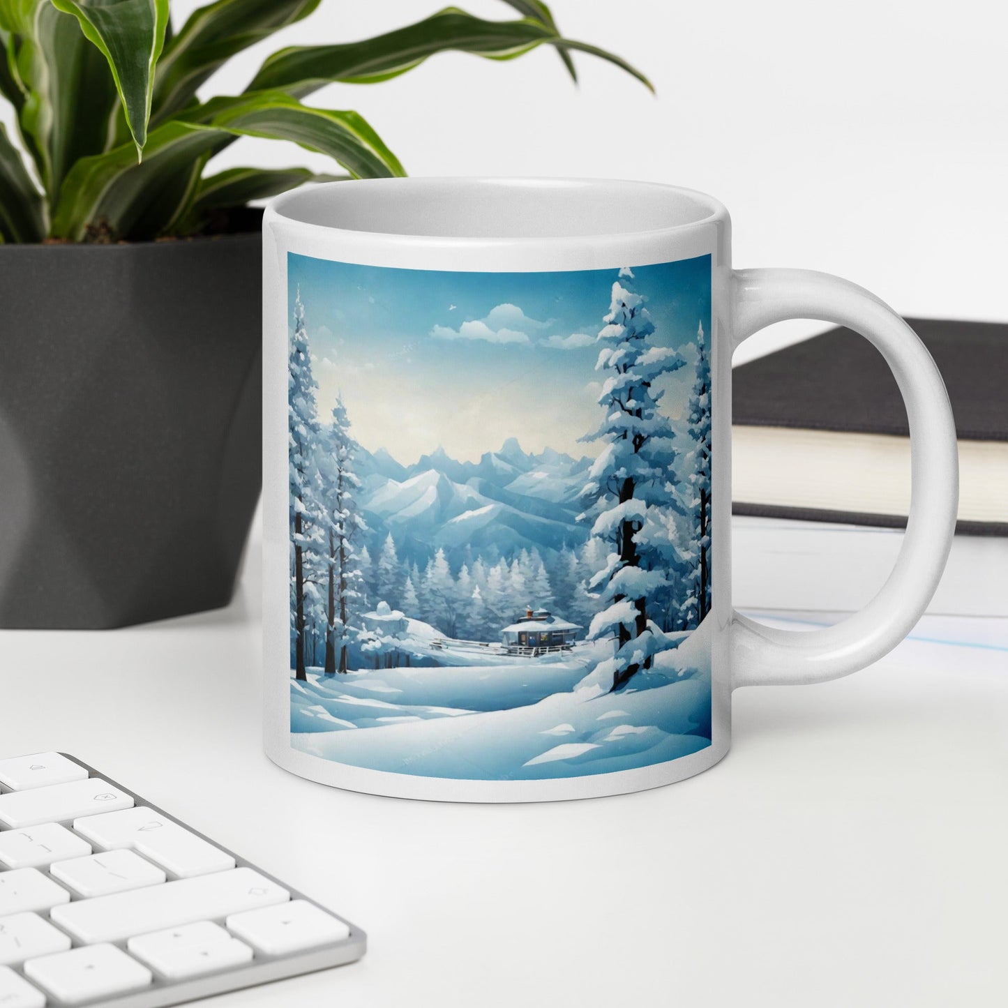White glossy mug