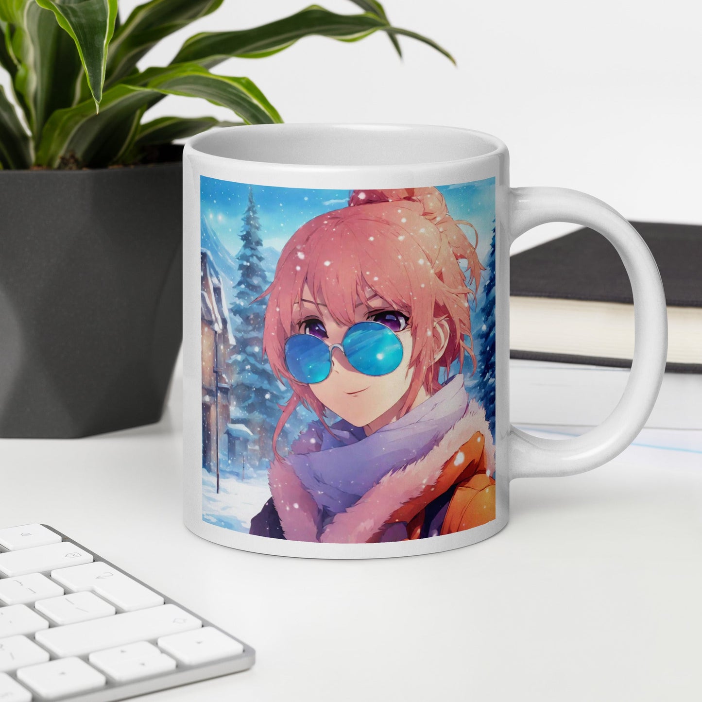White glossy mug
