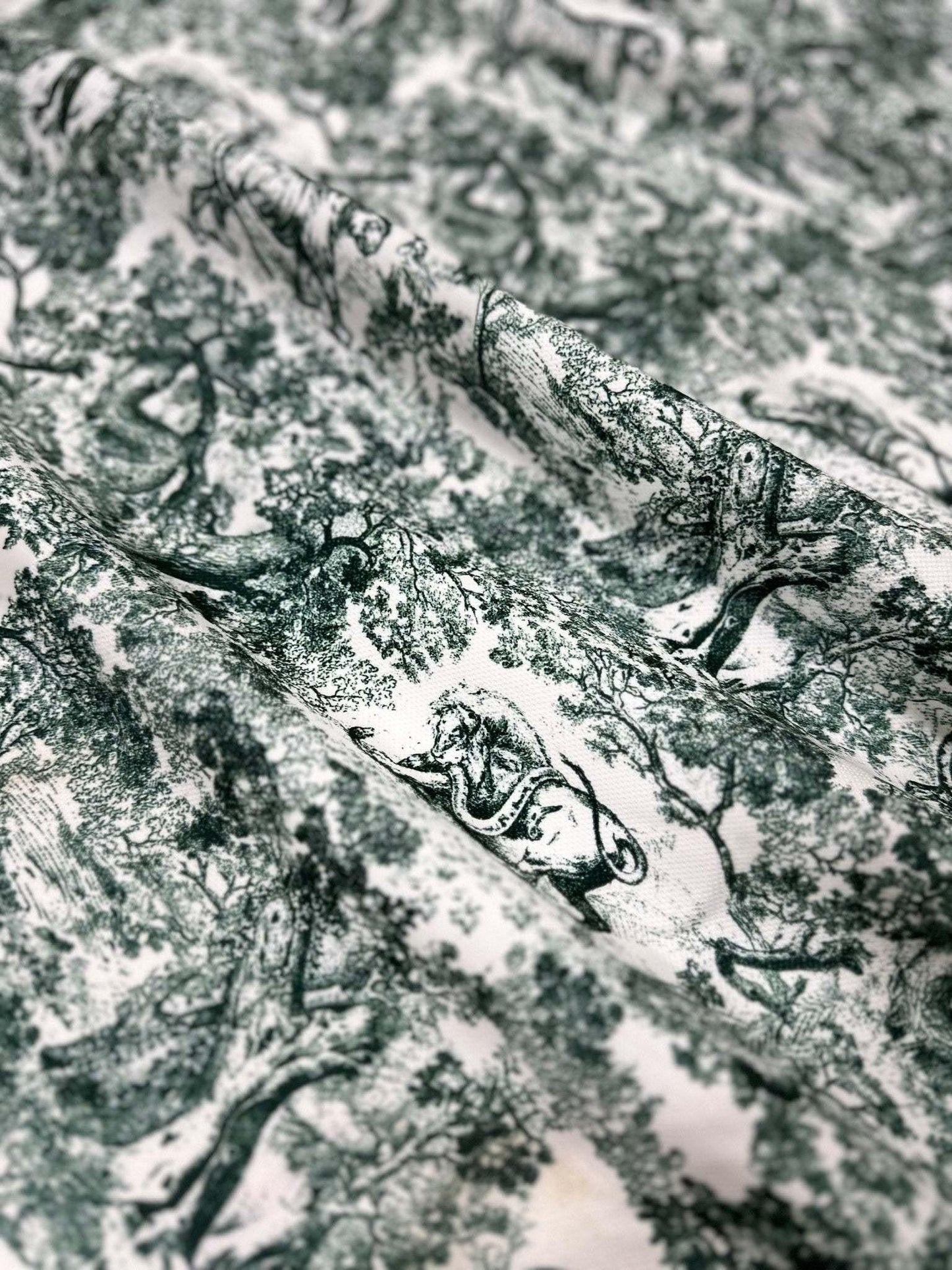 Green Wild Forest Animal Print Fabric by the Metre