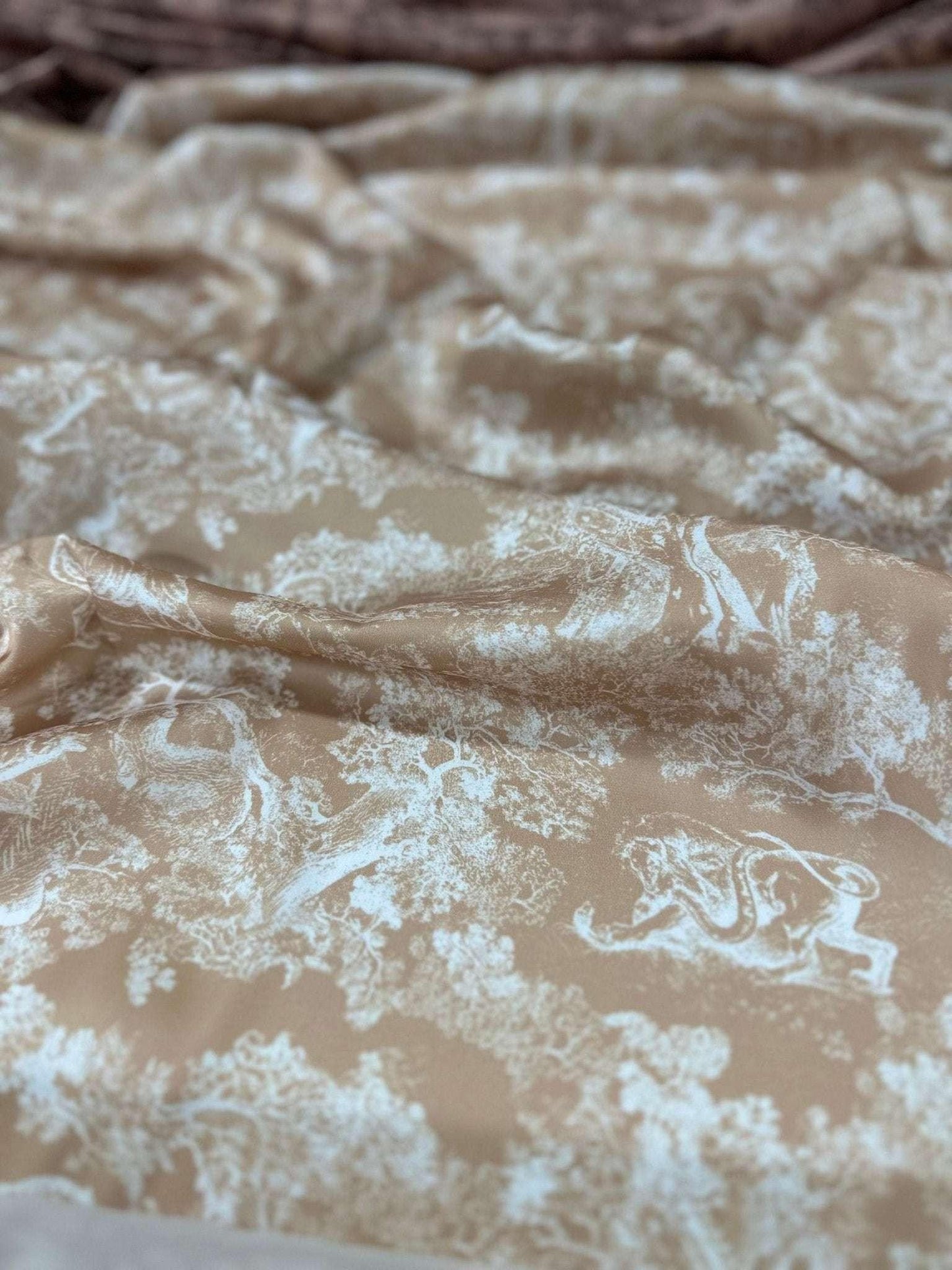 Beige Wild Forest Pattern Fabric by Metre