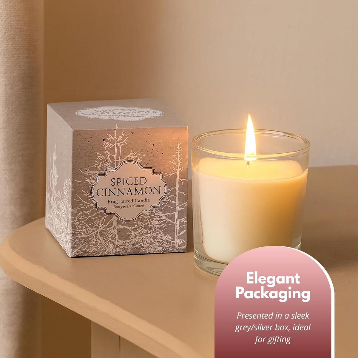 Spiced Cinnamon Scented Candle Gift Set in Decorative Glass Jars