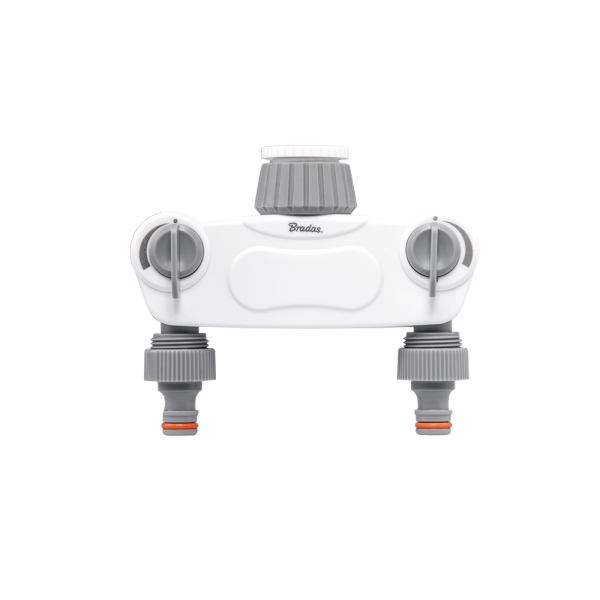 White Line Solid 2-Way Manifold with 1in or 3/4in Tap Valves for Water Connector