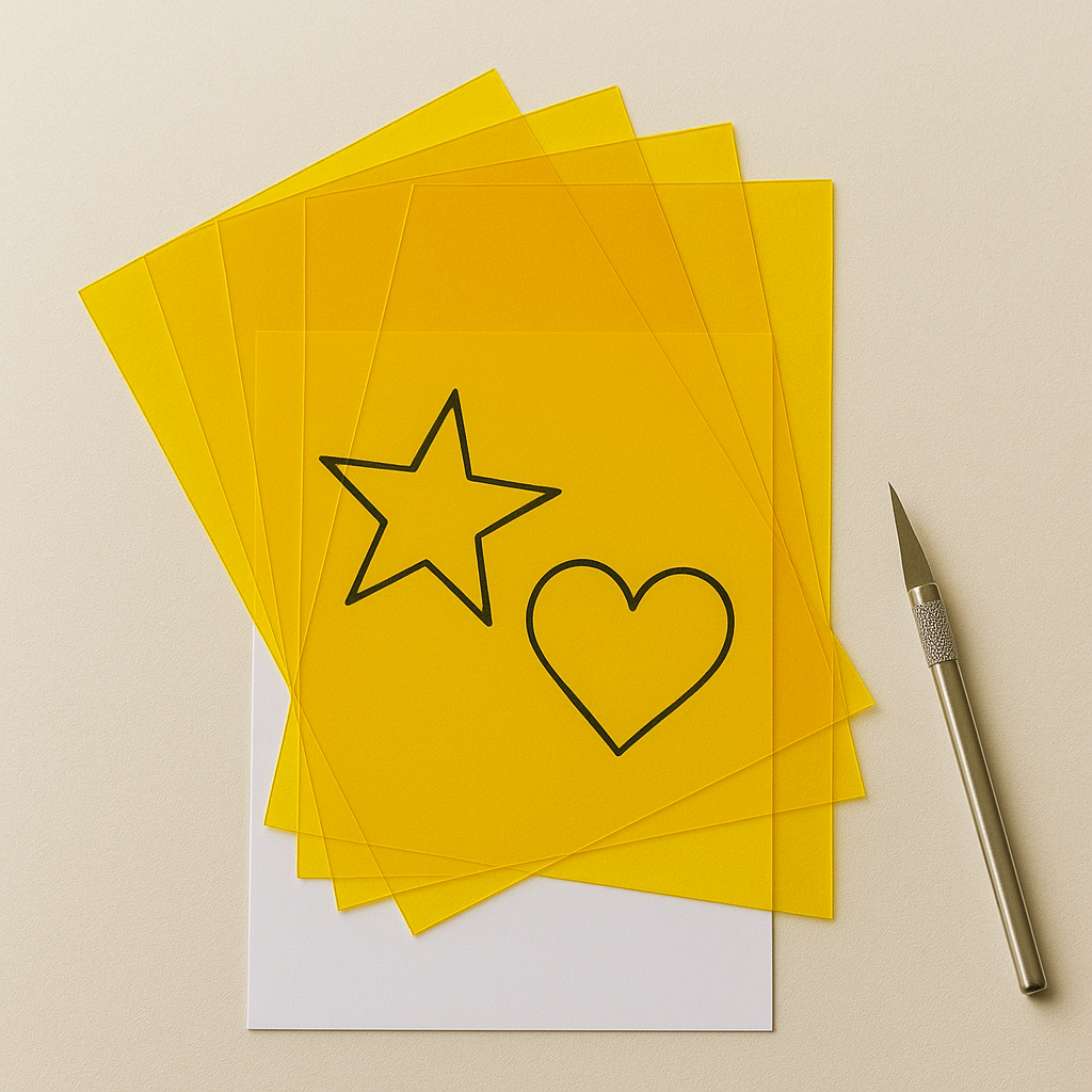 5 x A4 Yellow Acetate Sheets – 200 Micron Thick Transparent Film for Crafting & Aperture Cards