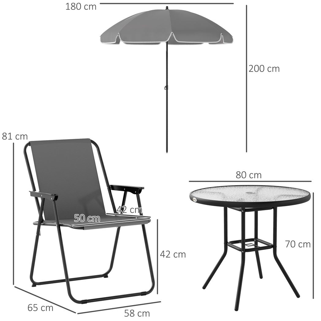 Outsunny 6 Pieces Garden Furniture Set with Parasol, Folding Chairs