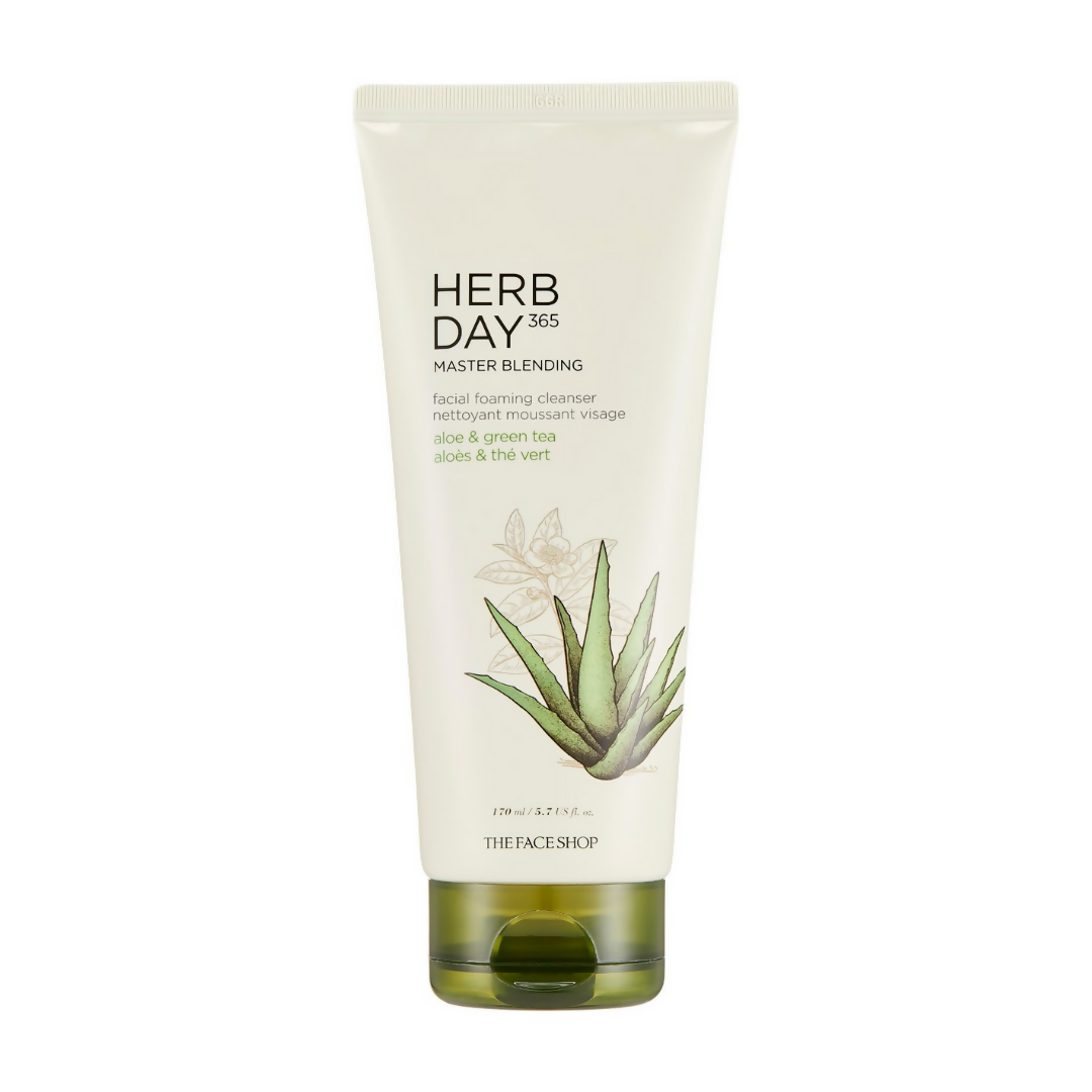 The Face Shop Herb Day 365 Master Blending Foaming Cleanser- Aloe & Green Tea - Korean Skincare